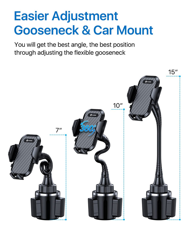 [Australia - AusPower] - [Newest & Solidest] andobil 15in Car Cup Phone Holder, [Stable & Adjustable] Long Neck Cup Holder Phone Mount for Car Truck, [Hold Big Phones Firmly] Fit for iPhone 13 12 11 Pro Max & All Cell Phones 