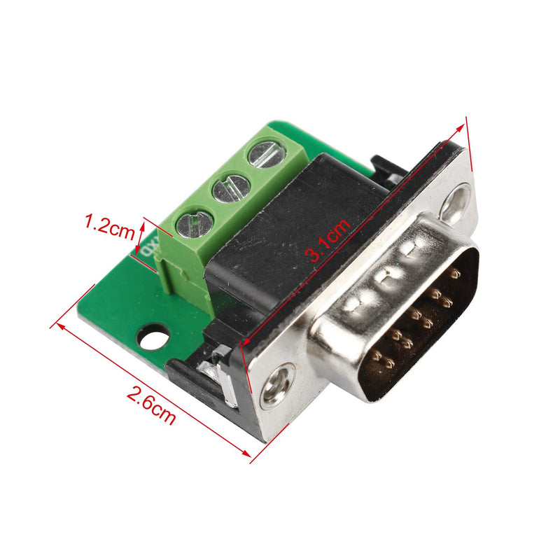 [Australia - AusPower] - Futheda 2PCS D-sub DB9 Interface Breakout Board Connector 9 Pin 2 Row Male RS-232 Serial Port Solderless Terminal Block Adapter 