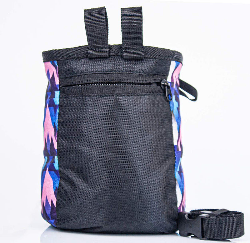[Australia - AusPower] - Noborou Chalk Bag for Rock Climbing + Crossfit + Weightlifting | Bouldering Chalk Bag | Wide Opening | Large Zippered Pocket | Adjustable and Removable Belt Moonrise Blue 