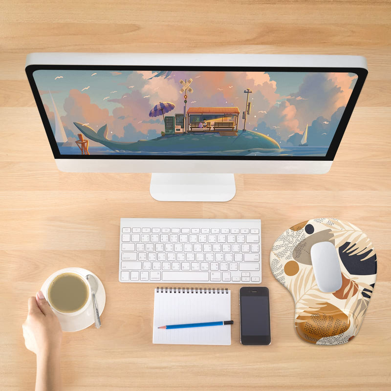 [Australia - AusPower] - Hsurbtra Ergonomic Mouse Pad with Wrist Rest Support, Gel Mouse Pads with Non-Slip PU Base, Pain Relief Memory Foam Mousepad, Cute Mouse Pad for Laptop PC, Office Supplies Decro, Brown Brown-12 
