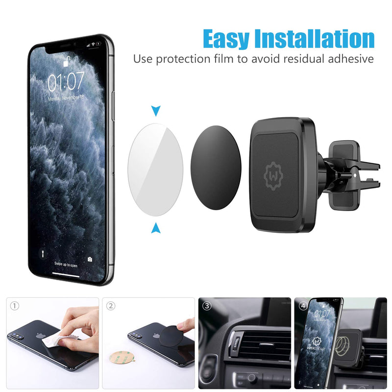 [Australia - AusPower] - Magnetic Phone Car Mount, WixGear [2 Pack] Air Vent Car Phone Mount Holder, Phone Holder for Car with Twist-Lock base, Compatible with Apple iPhone 13 Pro Max, 12 Pro, Samsung Galaxy S21, S20 and More 