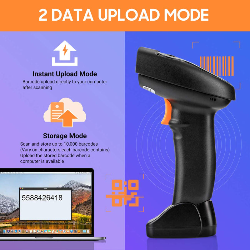 [Australia - AusPower] - Tera Wireless 1D 2D QR Barcode Scanner with Cradle Extra Fast Scanning Speed Ultra High Resolution Handheld Image Bar Code Reader for Warehouse Inventory 