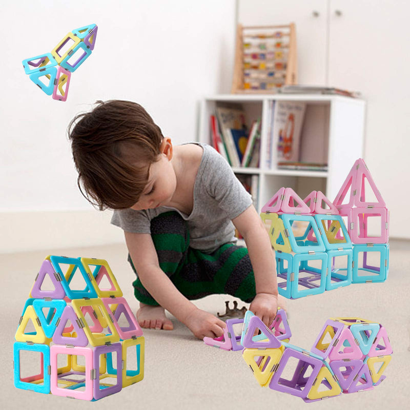 [Australia - AusPower] - Magnetic Tiles 80pcs Magnet Building Blocks Set Creative Stacking Toys for Kids, 3D DIY Construction Kit Preschool Child Montessori Toys STEM Learning Toys Gifts for Girls Boys 3 4 5 6 7 Years 80 