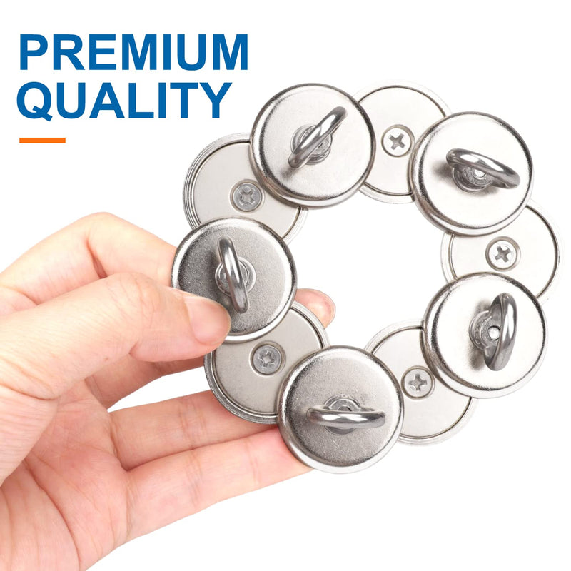[Australia - AusPower] - BAVITE Magnetic Hooks, 95 LB（43KG） Heavy Duty Magnetic Hooks with Countersunk Hole Eyebolt, Perfect for Home, Kitchen, Workplace, Office and Garage, Pack of 10 Silver-10p 