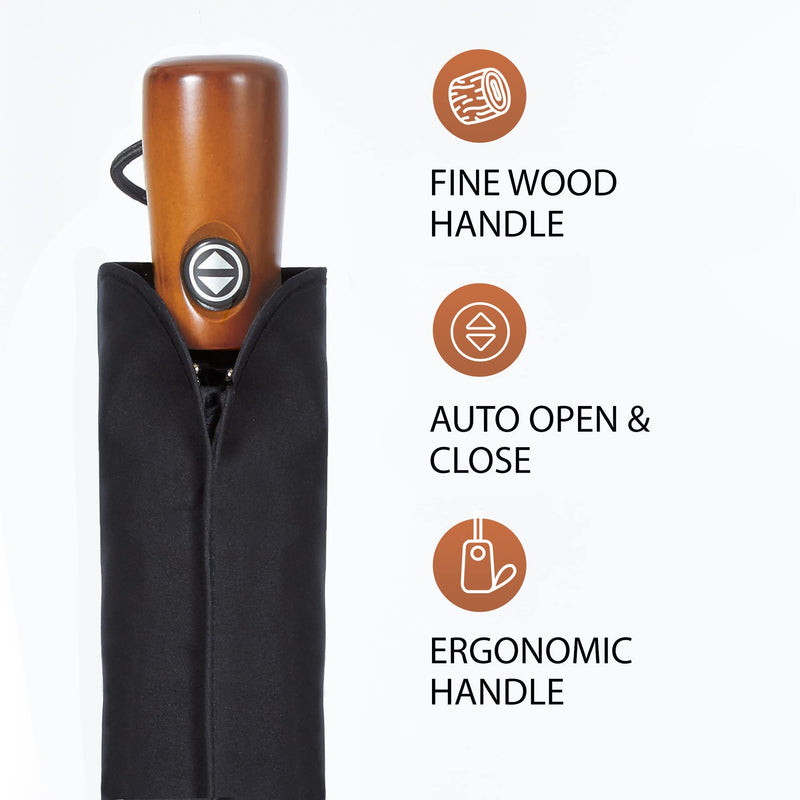 [Australia - AusPower] - NEW Premium Large Windproof Double Canopy Umbrella for Rain - Travel Umbrella - Compact Automatic Umbrella - Folding Umbrella for Backpack - Portable Umbrella Auto - Oversized Umbrella Black Umbrella for Men and Women - Mens Umbrella Compact 