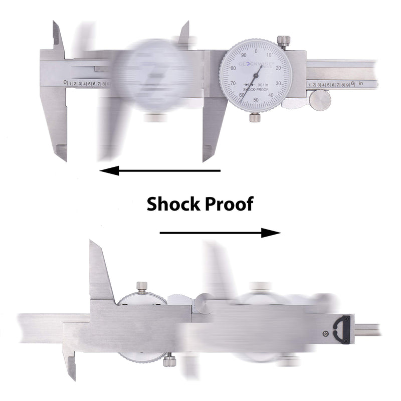 [Australia - AusPower] - Clockwise Tools DDLR-0605 Pro Dial Caliper 0-6 Inch Double Shock Proof Stainless Steel Body SAE Measuring Tool DDLR-0605 6" 