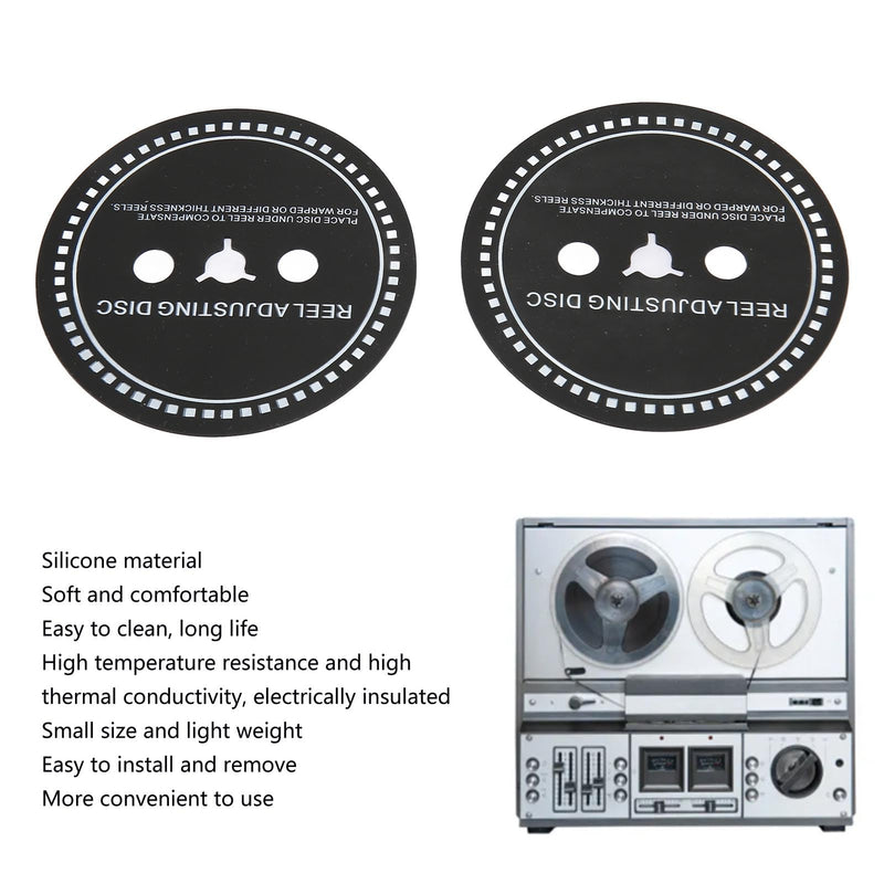 [Australia - AusPower] - Nab HUB Adapter Spacer for Reel to Reel Tape Recorders, 2PCS Silicone Reel Adjusting Disc for Reel to Reel Tape Recorder Black (0.9mm) 0.9mm 