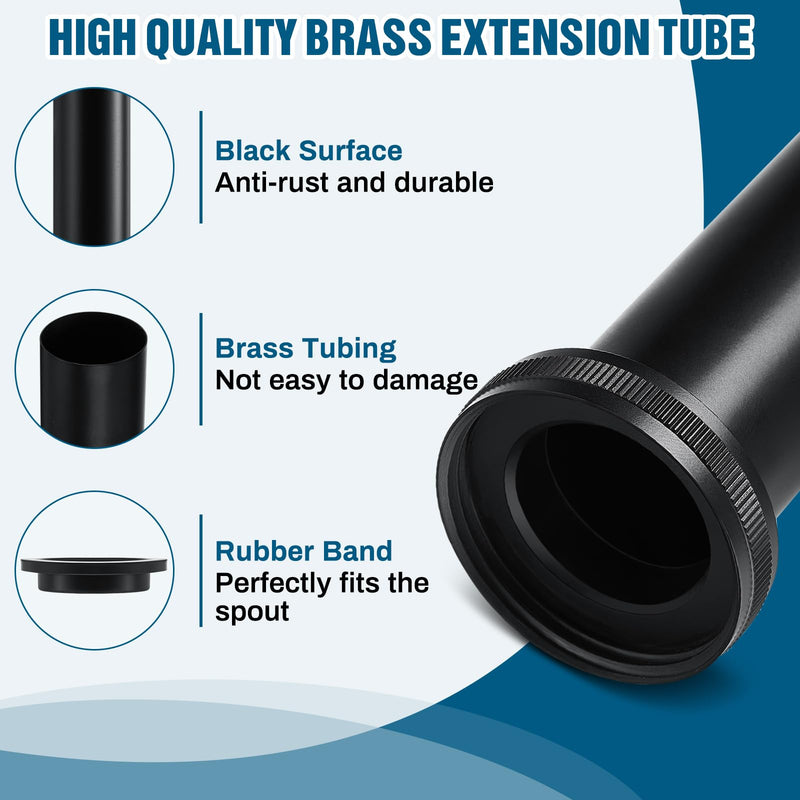[Australia - AusPower] - Tandefio 2 Pcs Flanged Sink Tailpiece 1-1/4" OD x 12" Brass Extension Tube for Trap Inlet Waste Sink Pipe Drain Connections, Black 