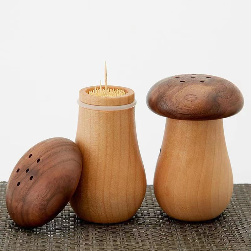 [Australia - AusPower] - Agirlvct Toothpick Holder Dispenser, Wooden Cute Mushroom Tooth Pick Dispenser Toothpicks Container for Home Kitchen Restaurant (1 Pack) 