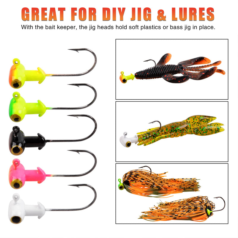 [Australia - AusPower] - Fishing Jig Heads Fishing Hooks Football Jig Heads Kit Fishing Accessories for Bass Crappie Trout Walleye Panfish 1/8oz 3/16oz 1/4oz 1/4oz - 25pcs 