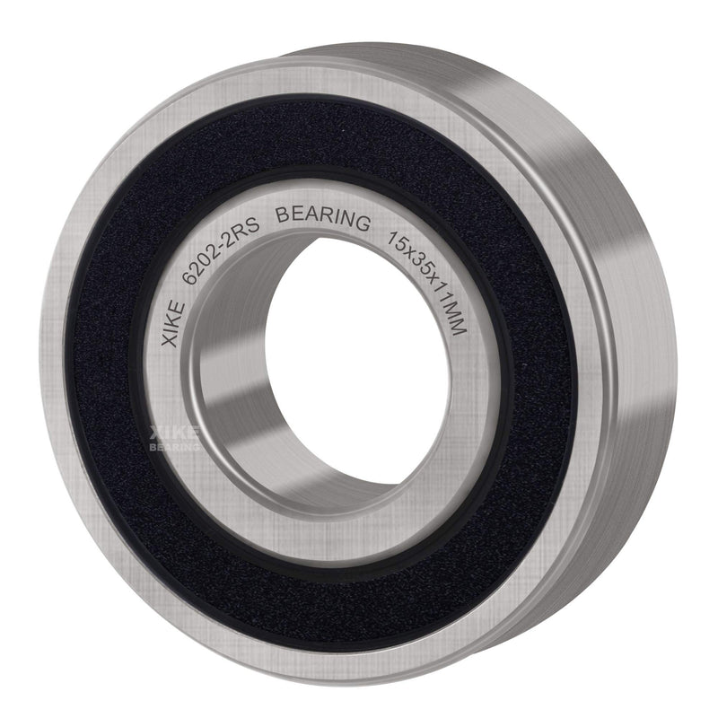 [Australia - AusPower] - XiKe 10 Pcs 6202-2RS Double Rubber Seal Bearings 15x35x11mm, Pre-Lubricated and Stable Performance and Cost Effective, Deep Groove Ball Bearings. 