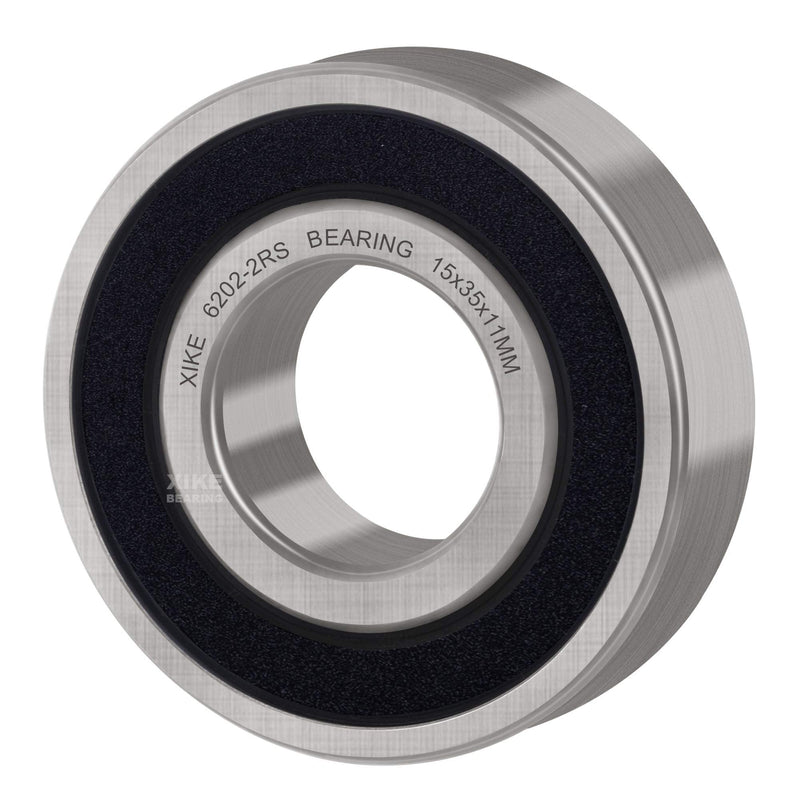 [Australia - AusPower] - XiKe 2 Pcs 6202-2RS Double Rubber Seal Bearings 15x35x11mm, Pre-Lubricated and Stable Performance and Cost Effective, Deep Groove Ball Bearings. 