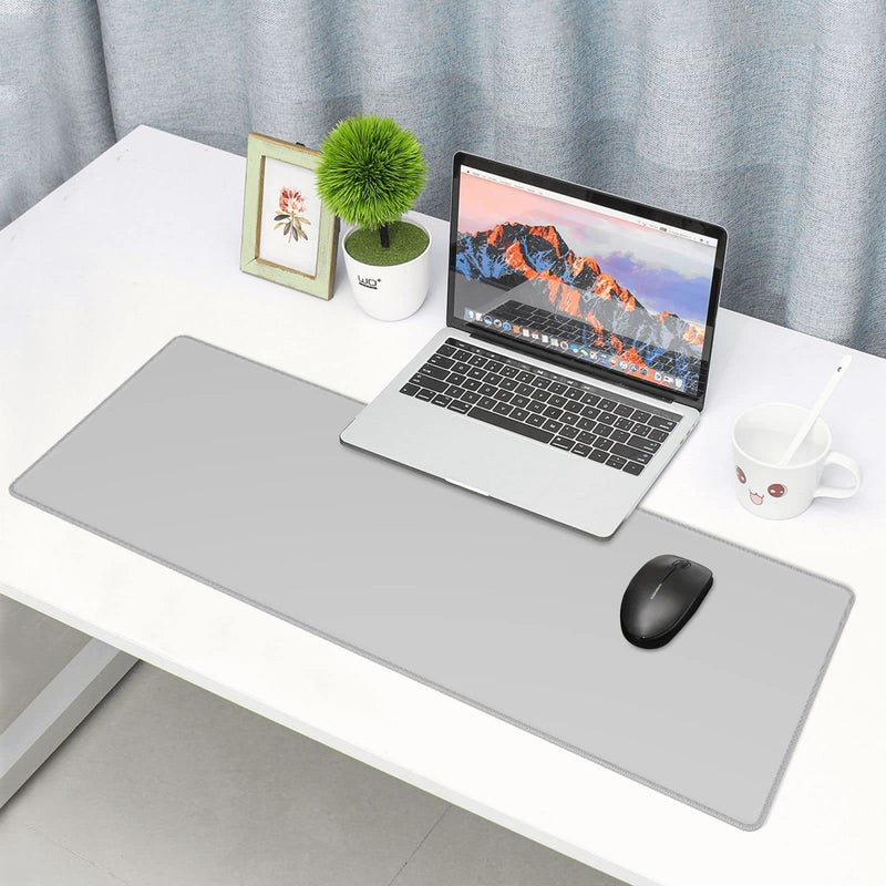 [Australia - AusPower] - Grey Large Gaming Mouse Pad XL Non-Slip Desk Pad, Simple Keyboard Mat Laptop Desktop Protector for Home Company Office 31.5 X 11.8 Inch 