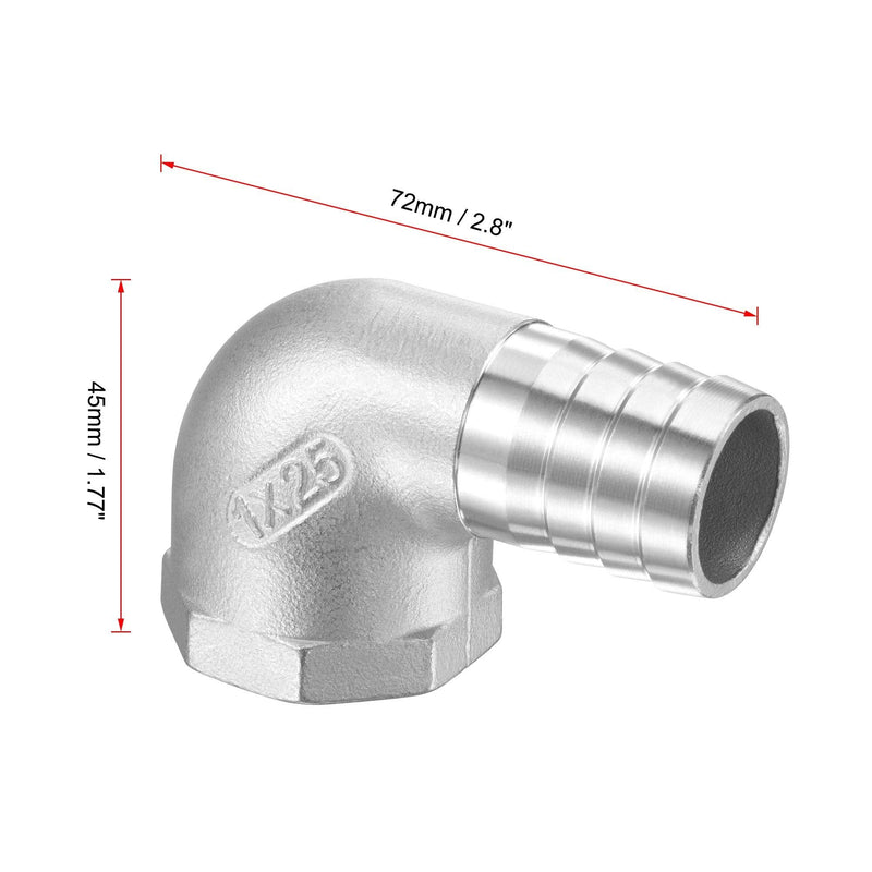 [Australia - AusPower] - uxcell 304 Stainless Steel Hose Barb Fitting Elbow, 25mm Barbed x 1" NPT Female Pipe Connector Adapter for Water Fuel Air 