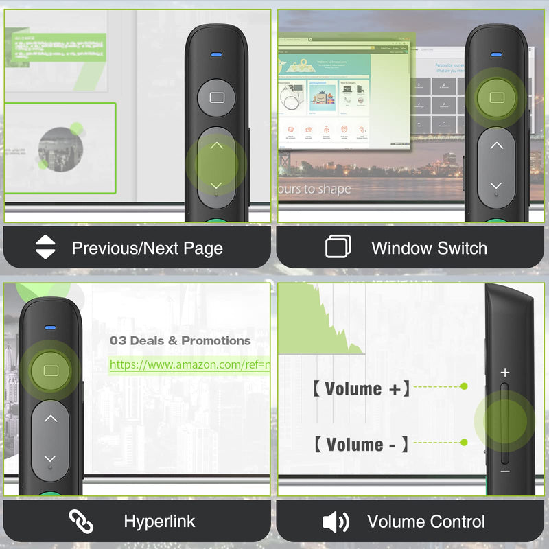 [Australia - AusPower] - Presentation Clicker Wireless Presenter Remote Powerpoint Clicker with Green Light Pointer Cat Toy, Slide Advancer PPT Clicker for PowerPoint Presentations Remote USB Control for Mac, Laptop,Computer 
