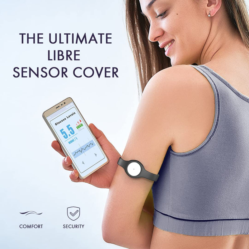 [Australia - AusPower] - Divoti Badge Sensor Cover Armband Compatible for Freestyle Libre 14-Day or 2, Adjustable Trim to Fit, Securely Protect and Quickly Put-on/Take-Off—No More Extra Irritating Adhesive Patches - White 