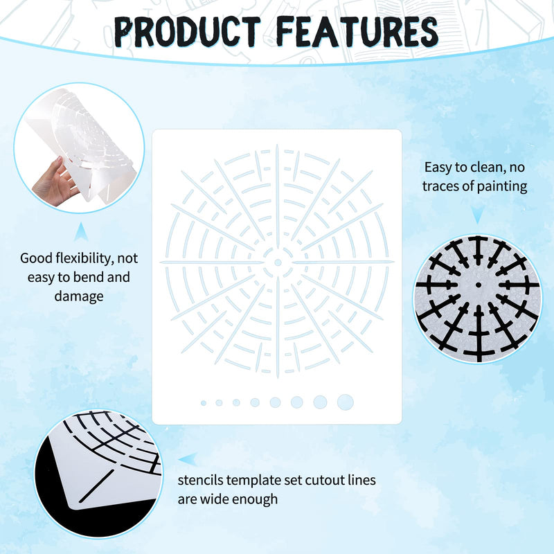 [Australia - AusPower] - 6 Pieces Large Mandala Dot Painting Stencils Reusable Stencils Segment Mandala Template, 9.85/ 11.8 Inches Mandala Stencil for DIY Wall Tile Paper Fabric Glass Metal Art, 2 Sizes 