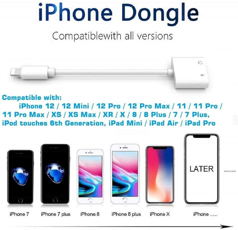 [Australia - AusPower] - iPhone Splitter Audio and Charge Adapter [Apple MFi Certified] Dual Lightning Adapter 2 in 1 Lightning Aux Audio Adapter + Charger Cable Splitter for iPhone 13/13 Pro/12/11/11 Pro/SE/X XR XS 8 7,iPad 