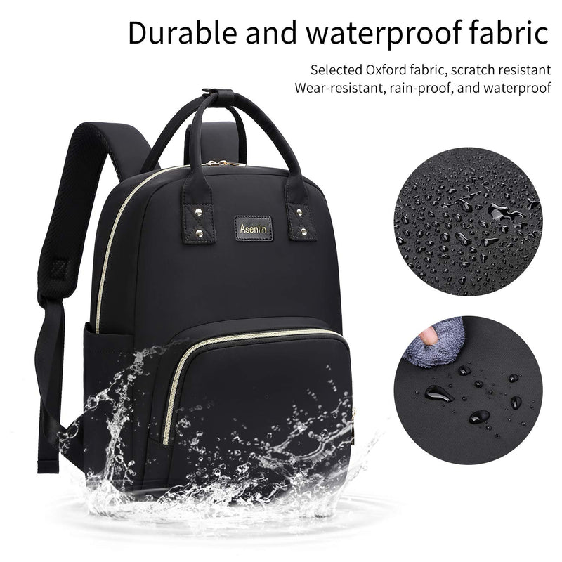 [Australia - AusPower] - Asenlin Travel Laptop Backpack 15.6 Inch Stylish Water Resistant School Computer Backpack College Fashion Casual Daypack Travel Business Work Backpack for Men Women Black 