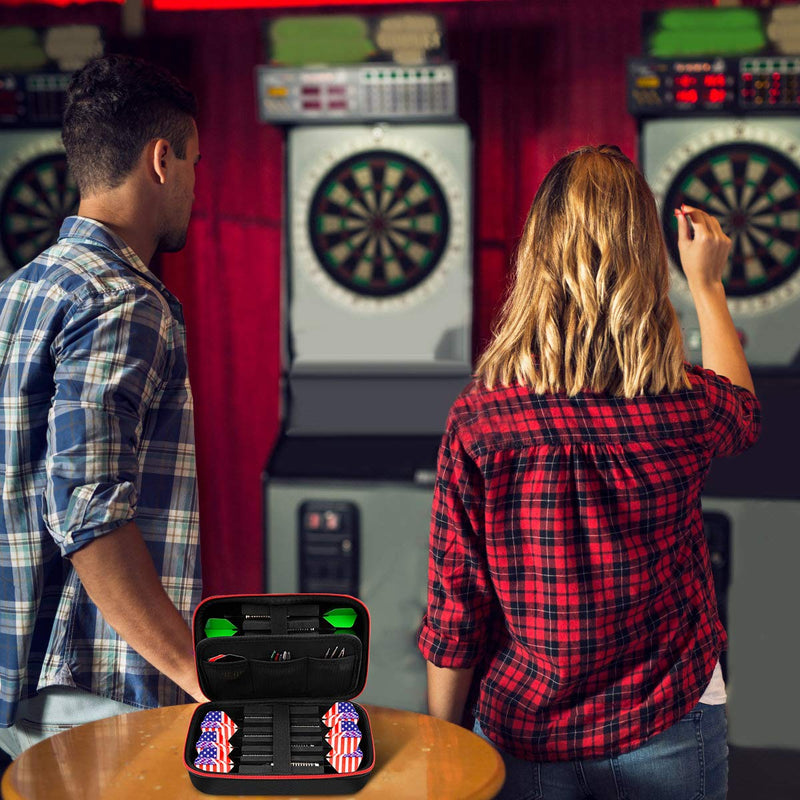 [Australia - AusPower] - ALKOO Dart Case Holds 12 Steel Tip and Soft Tip Darts with Extra Space to Keep Flights in Shape, and Numerous Pockets Holder for Storage Tips, Shafts and Flights- Black 