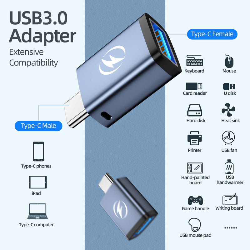 [Australia - AusPower] - 2-Pack USB C Magnetic Adapter + 3-Pack USB C to USB 3.0 Adapter 