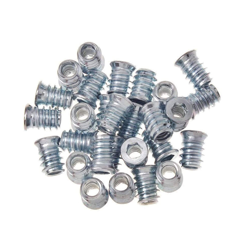 [Australia - AusPower] - SG TZH 100pcs Threaded Inserts for Wood Nutsert Screw 1/4" -20 x 10mm Hex Drive Furniture Wood Nuts (with Hex Spanner-Blue White) 1/4"-20 x 10mm Blue White 