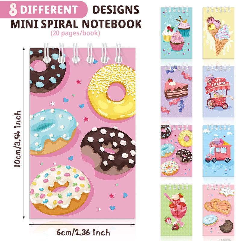 [Australia - AusPower] - 24 Pack Ice Cream Party Favors, Mini Ice Cream Spiral Notebooks Prize Pinata Fillers Goodie Bag Stuffers Teacher Classroom Rewards Supplies for Sweet Summer Dessert ice Cream Donut Birthday Party 