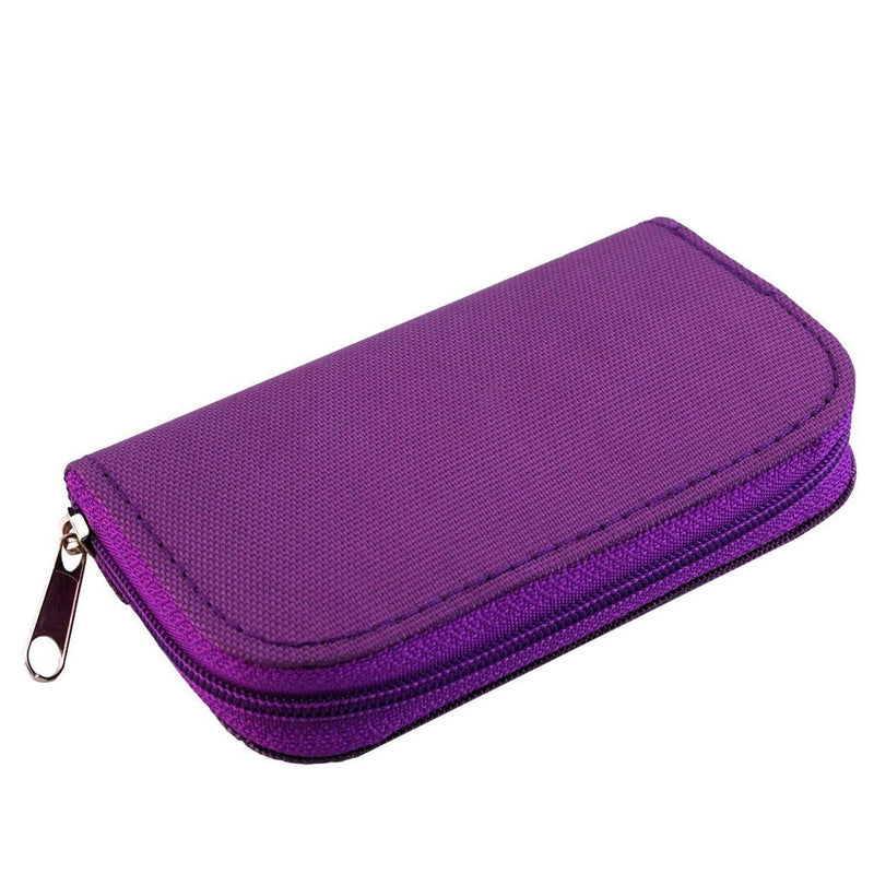 [Australia - AusPower] - [2-Pack] Memory Card Carrying Case, Suitable for SD, SDHC, Micro SD, Mini SD and 4X CF Cards, Card Holder Bag Wallet for Media Storage Organization (Purple+Grey) Purple+Grey 