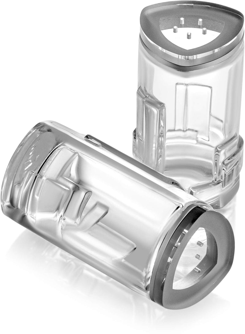 [Australia - AusPower] - Salt Pepper Shakers by JoyJolt - 2Oz Salt and Pepper Set of 2 - Premium Quality Durable Glass - Elegant Triangle Design - Non-BPA and Dishwasher Safe - Ideal for Home Use, Restaurant, Hotel 