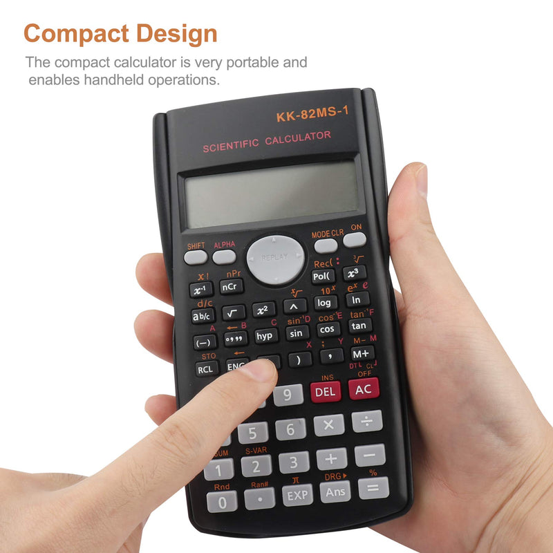 [Australia - AusPower] - Scientific Calculator, BviFioX 2-Line Function Calculator with LCD Display Suitable for high School Kids (Black-82MS) Black-82MS 