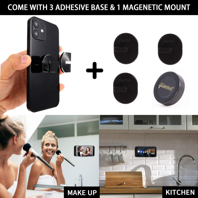 [Australia - AusPower] - 1step2dream Phone Grip Magnetic Kickstand Multi-Scene iPhone Finger Holder for Desk,Car,Home Black 