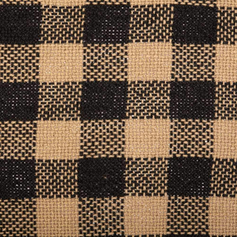 [Australia - AusPower] - VHC Brands Burlap Black Check Placemat Fringed Set of 6 12x18 Country Rustic Kitchen Tabletop Design, Black and Tan Placemat Set of 6 