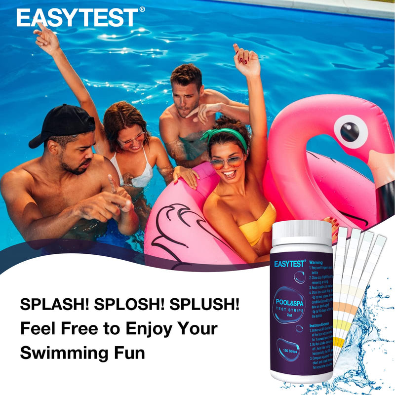 [Australia - AusPower] - EASYTEST 7-Way Pool Test Strips, 150 Strips Water Chemical Testing for Hot tub and Spa, Accurate Test Bromine, Total Alkalinity, pH, Free Chlorine, Total Hardness, Cyanuric Acid, and Total Chlorine 7 in 1 Pool test strips 