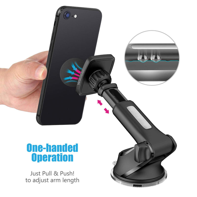 [Australia - AusPower] - Magnetic Phone Car Mount, WixGear Universal Magnetic Car Mount Holder, Windshield Mount and Dashboard Mount Holder for Cell Phones and Tablets with Long Arm – (New Telescopic Arm) 
