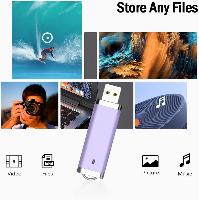 [Australia - AusPower] - GARMESE Flash Drive 5 Pack 64GB USB 2.0 Flash Drives 64G Thumb Drives Cute USB Memory Sticks with LED Indicator Keychain Hole 5 Color (Blue, Green, Pink, Purple, Yellow) multicolor 