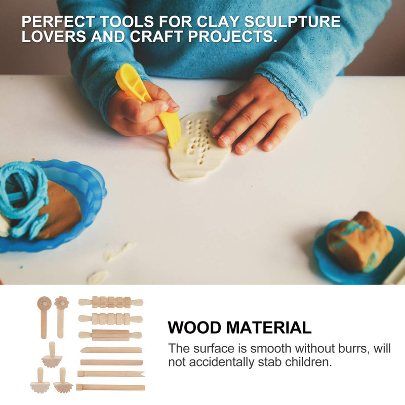 [Australia - AusPower] - Toddmomy 12Pcs Kids Wooden Clay Tool Set Clay Molding Tools for Kids and Children Art and Crafts Activities 