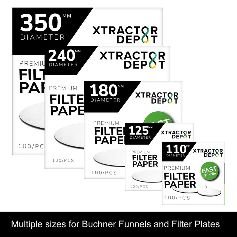 [Australia - AusPower] - Xtractor Depot 125mm Premium Qualitative Chemistry Lab Filter Paper, 20-26u Micron Particle Retention, Fast Flow Extract Filtration, Ashless, 12.5cm Diameter Pack of 100 (Discs) 125mm Fast 