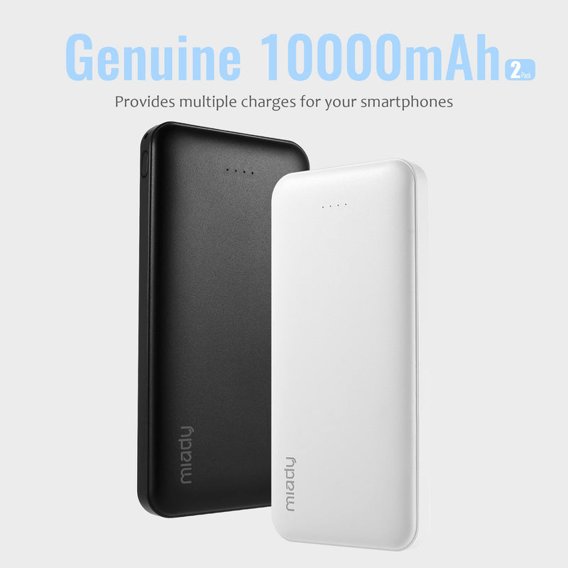 [Australia - AusPower] - Miady 2-Pack 10000mAh Dual USB Portable Charger, USB-C Fast Charging Power Bank, Backup Charger for iPhone 14, Galaxy S22, Pixel and etc 