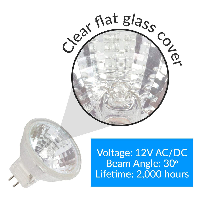 [Australia - AusPower] - Simba Lighting 10 Watt 12 Volt MR11 Halogen Spotlight Bulbs (2 Pack) 2-Pin 110lm 30° Beam Angle for Accent, Track Light, and Fiber Optics, GU4 Bi-Pin Base, Glass Cover, Warm White 2700K Dimmable 