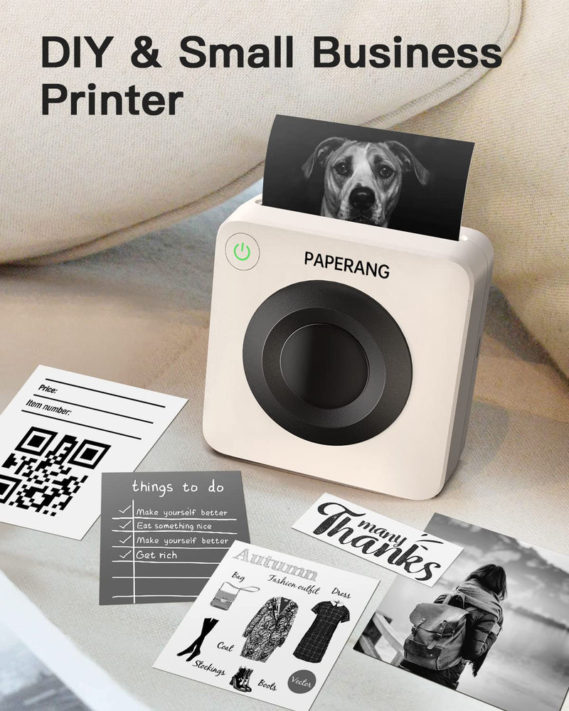 [Australia - AusPower] - Paperang P3 Portable Printer, 300 DPI Thermal Label Printer, Wireless Bluetooth Printer, Supports 3-Inch (80mm) Inkless Printing for Labels, Stickers, Images, QR Codes, and More - White 