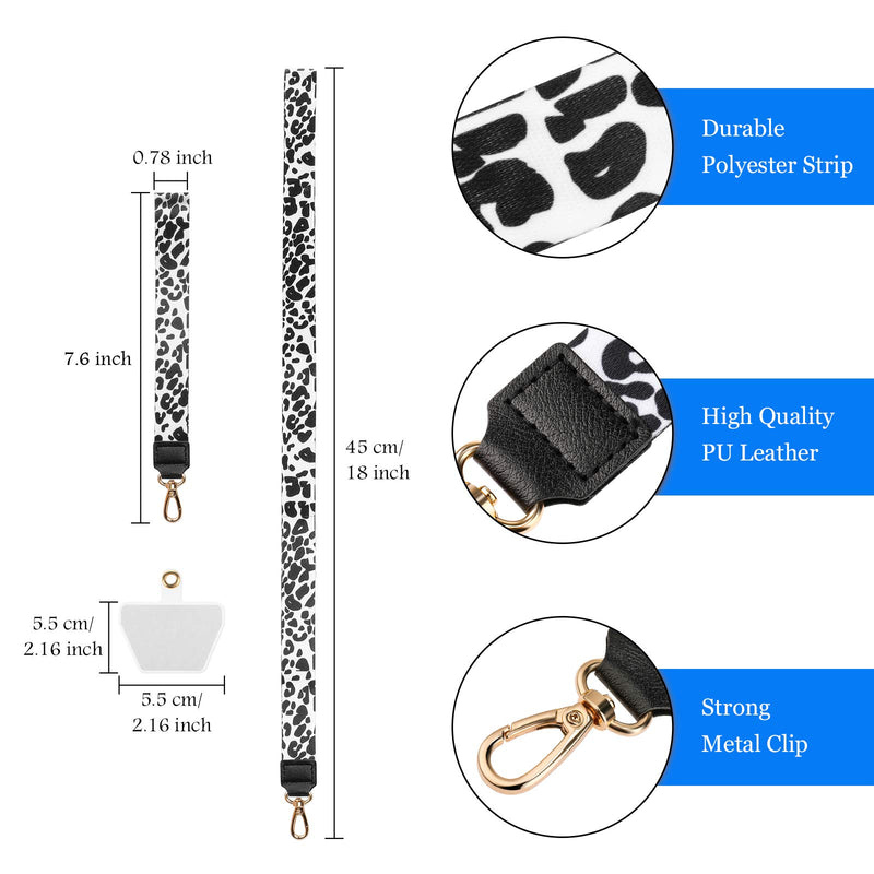 [Australia - AusPower] - Frienda 10 Pieces Phone Lanyard Patch Cell Phone Lanyard Pad Phone Tether Phone Lanyard (Black, Black and White Leopard) Black, Black and White Leopard 