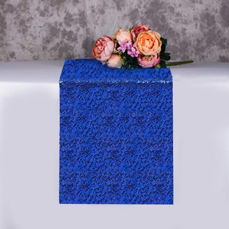 [Australia - AusPower] - Saliyaa 2 Packs Royal Blue Sequin Table Runners 12 x 108 inches Glitter Blue Table Runners for Birthday Wedding Bachelorette Baby Shower Party Table Decorations Supplies 
