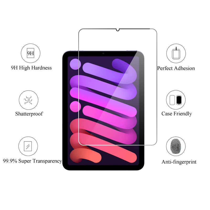 [Australia - AusPower] - Ailun Screen Protector Compatible with iPad Mini 6[8.3 Inch] [2021 Release] 2Pack Tempered Glass and USB C to Lightning Cable 2Pack and USB C Female to USB A Male Adapter with Keychain 