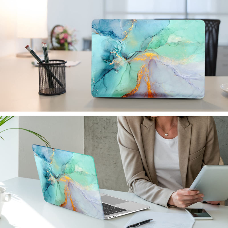 [Australia - AusPower] - Fintie Case for MacBook Air 13 Inch A2337 (M1) / A2179 / A1932 (2021 2020 2019 2018 Release) - Snap On Hard Shell Cover with 2 Keyboard Skin Covers, 1 Screen Protector, Emerald Marble Z-Emerald Marble 