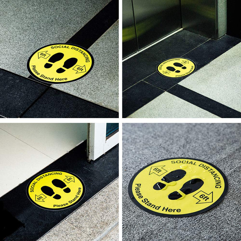 [Australia - AusPower] - Social Distancing Floor Decals - 10" Round - Pack of 10 - Six Feet Apart Floor Stickers - Non Slip | Waterproof | Commercial Grade 