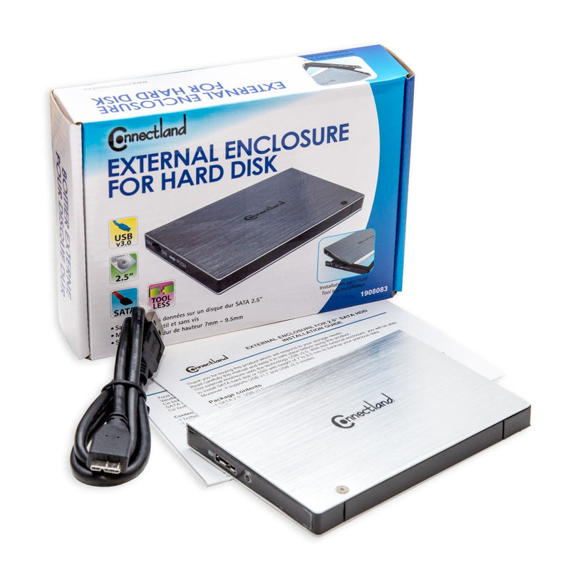 [Australia - AusPower] - Connectland CL-ENC25035 USB 3.0 2.5" SATA III 6Gbps HDD External Enclosure Tool Less Installation, Aluminum 