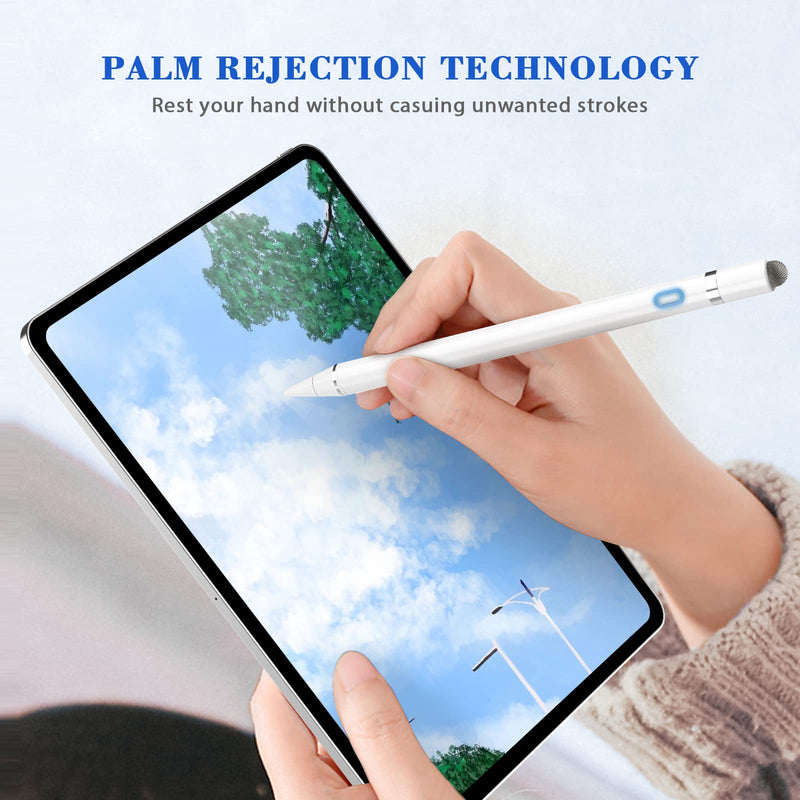 [Australia - AusPower] - Elaxi Stylus Pencil Compatible for Apple iPad, Active Pen with Palm Rejection, Tilting Detection, Compatible with iPad Pro (11/12.9 Inch), iPad 6/7/8th Gen, iPad Air 3rd/4th/5th Gen, iPad Mini 5th Gen White 