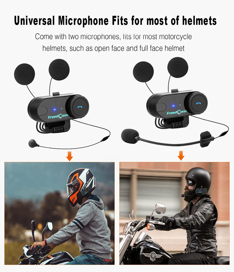 [Australia - AusPower] - Motorcycle Helmet Bluetooth Headset, TCOM VB Helmet Communication Systems 2Riders Snowmobile Helmet Bluetooth Intercom, Motobike Waterproof Interphone 800M Up to 3 Riders Pairing(1Pack) 