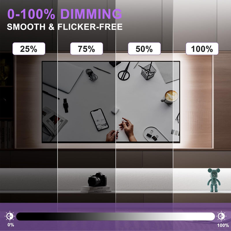 [Australia - AusPower] - MIWISE COB LED Strip Light 20ft/6.1m,CRI 90+ Warm Daylight 6000K High Lumen Dimmable Super Bright Flexible DC24V LED Tape Light with Controller/Dimmer,for Cabinet Home Office DIY Lighting Projects 6000K-20ft/6.1m 