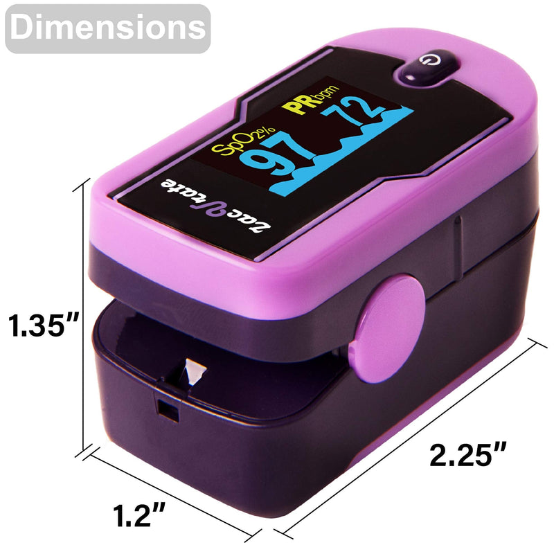 [Australia - AusPower] - Zacurate 500E Premium Fingertip Pulse Oximeter Oximetry Blood Oxygen Saturation Monitor with Silicon Cover, Batteries and Lanyard (Mystic Purple) 